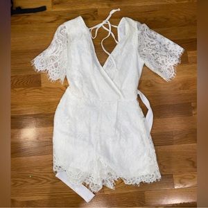 Blue Rain White Romper